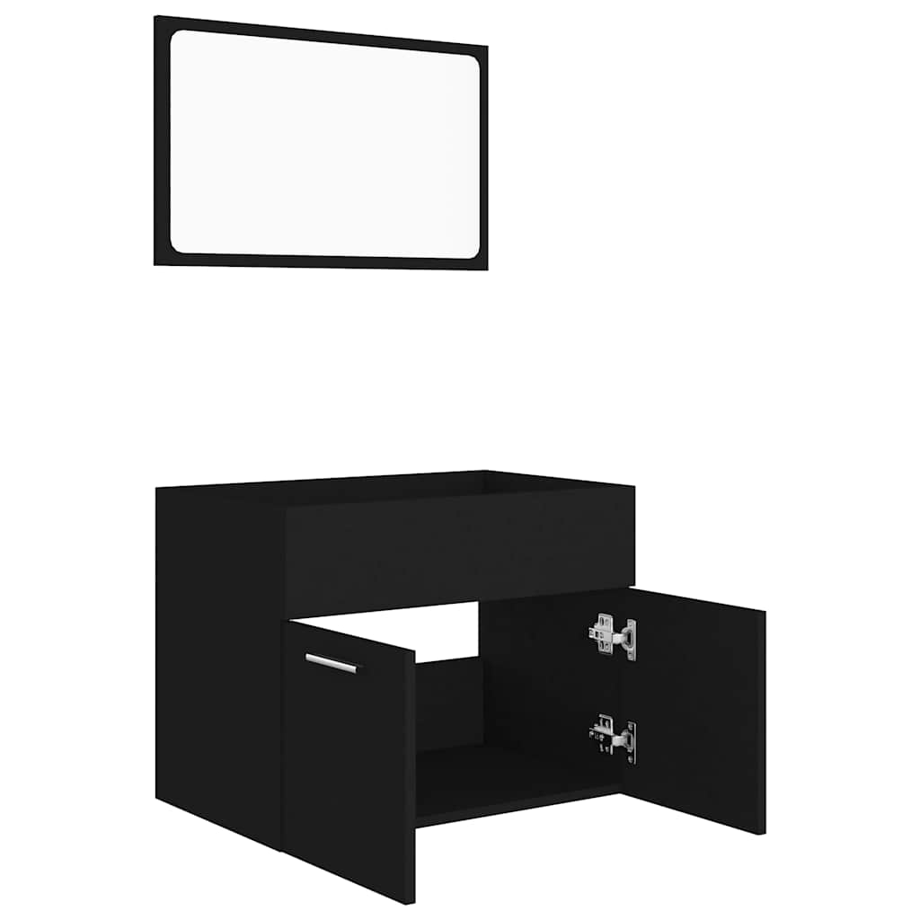 804783 vidaXL 2 Piece Bathroom Furniture Set Black Engineered Wood