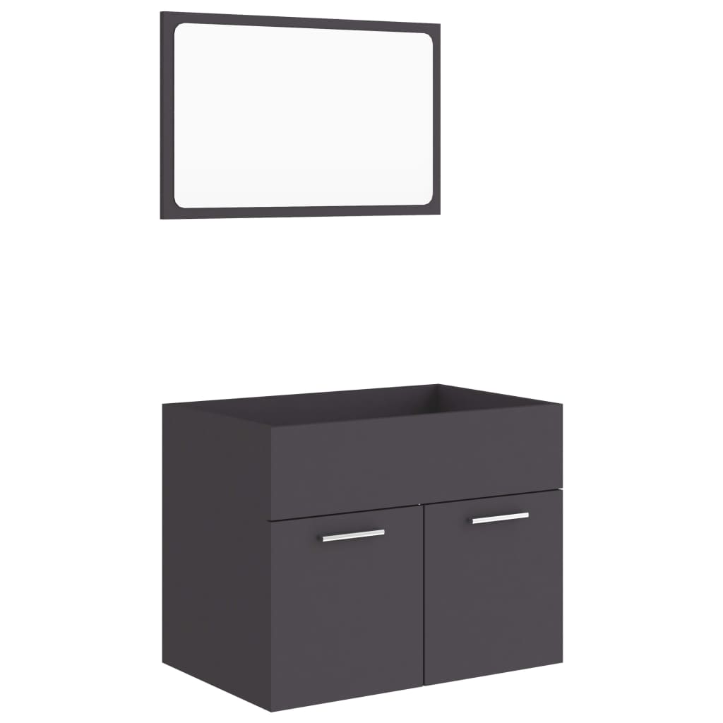 vidaXL 2 Piece Bathroom Furniture Set Grey Engineered Wood