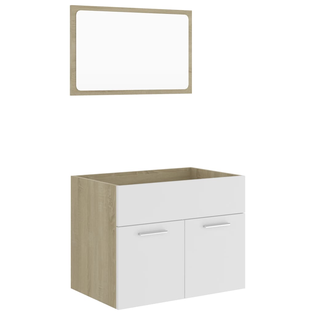 vidaXL 2 Piece Bathroom Furniture Set White and Sonoma Oak Engineered Wood