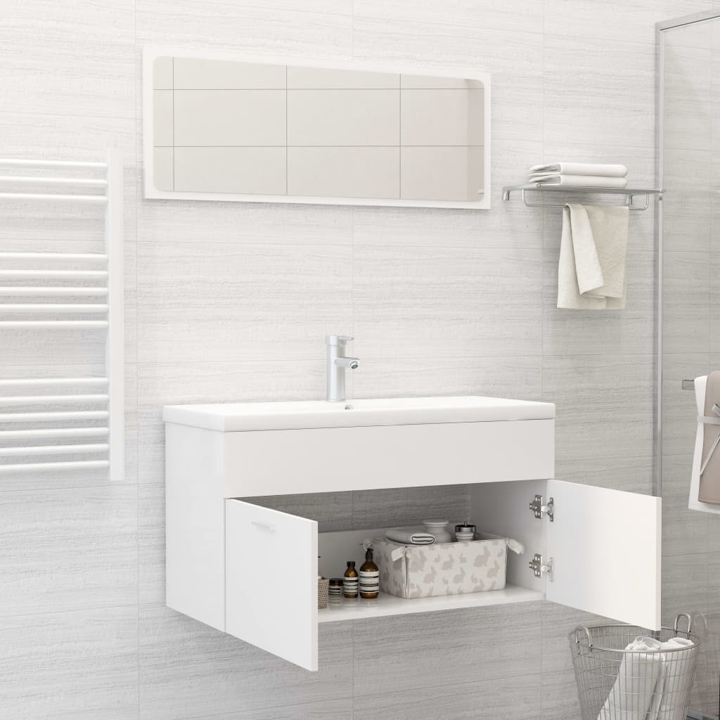 vidaXL 2 Piece Bathroom Furniture Set White Engineered Wood