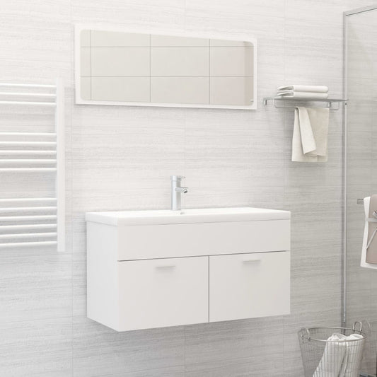 vidaXL 2 Piece Bathroom Furniture Set White Engineered Wood