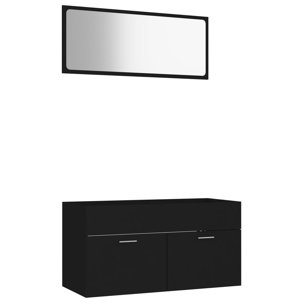 vidaXL 2 Piece Bathroom Furniture Set Black Engineered Wood