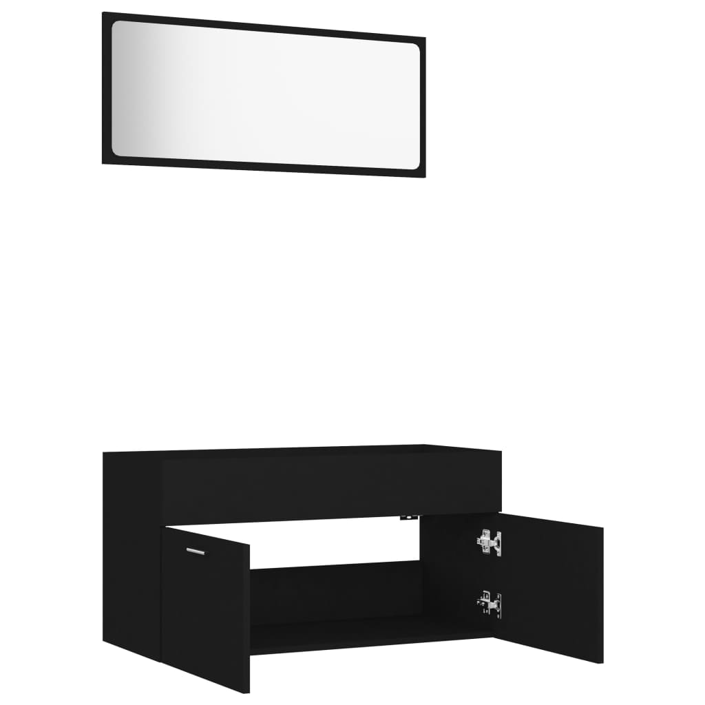 vidaXL 2 Piece Bathroom Furniture Set Black Engineered Wood