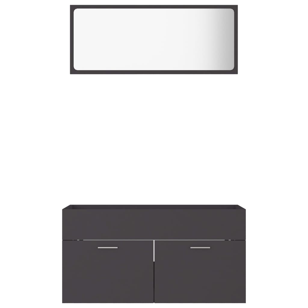 vidaXL 2 Piece Bathroom Furniture Set Grey Engineered Wood