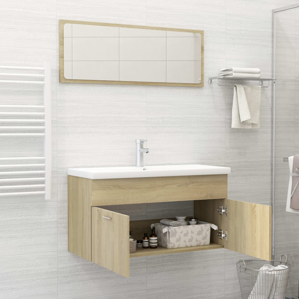 vidaXL 2 Piece Bathroom Furniture Set Sonoma Oak Engineered Wood