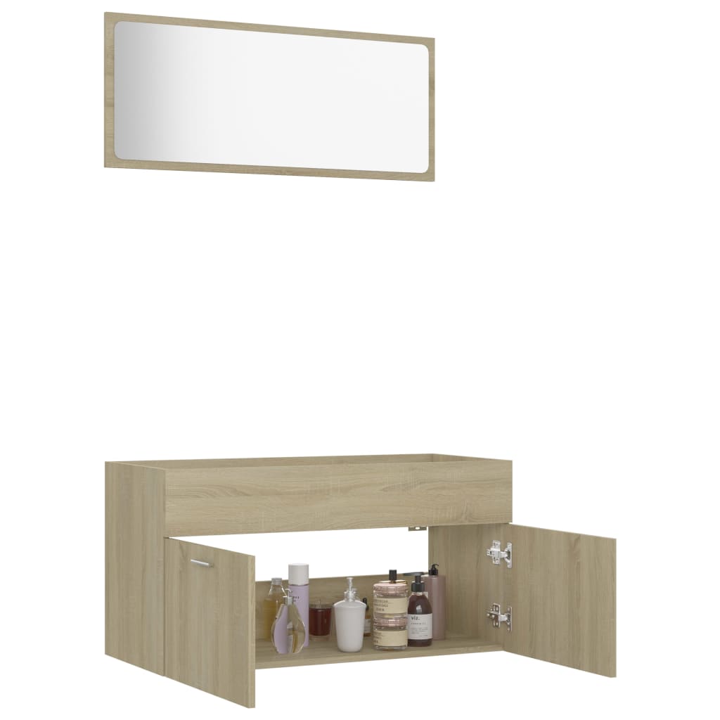 vidaXL 2 Piece Bathroom Furniture Set Sonoma Oak Engineered Wood