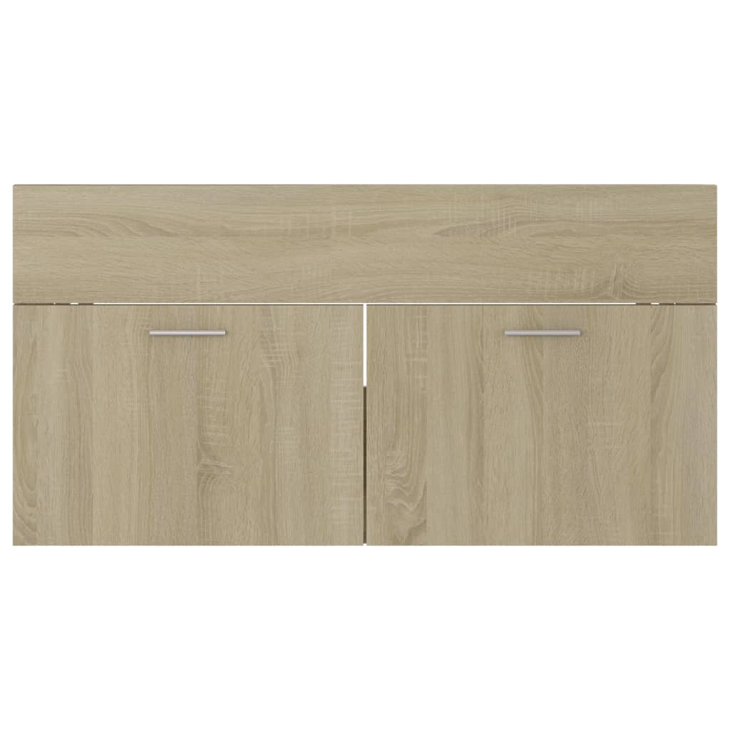 vidaXL 2 Piece Bathroom Furniture Set Sonoma Oak Engineered Wood