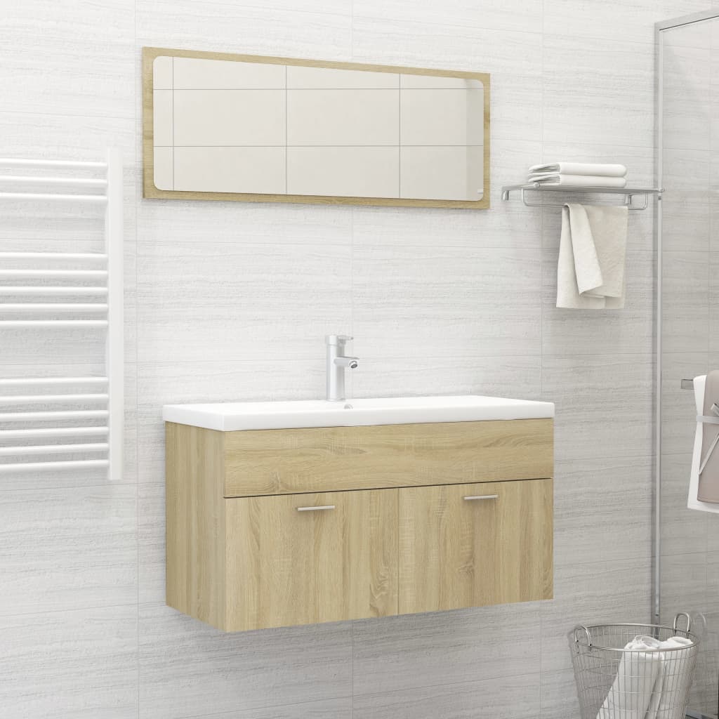 vidaXL 2 Piece Bathroom Furniture Set Sonoma Oak Engineered Wood