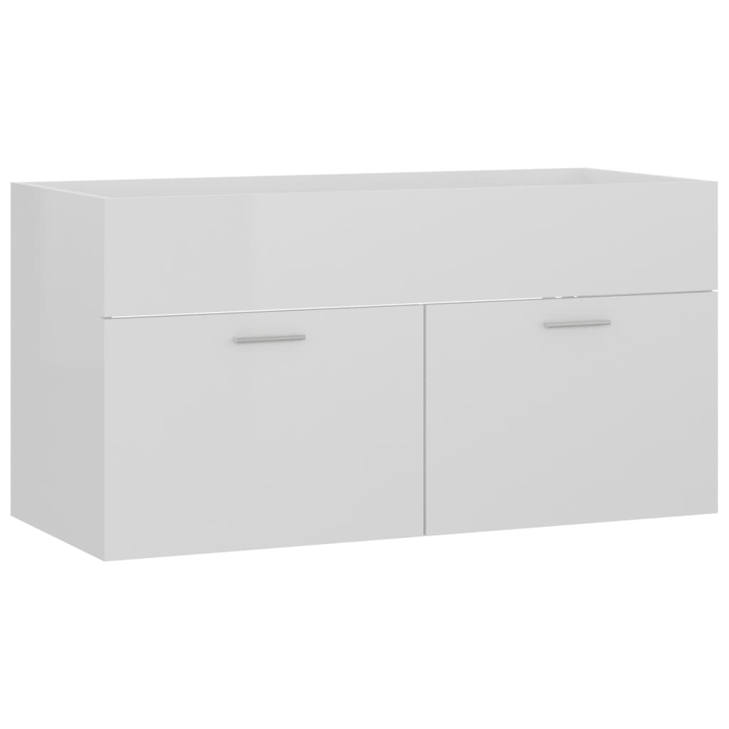 vidaXL 2 Piece Bathroom Furniture Set High Gloss White Engineered Wood