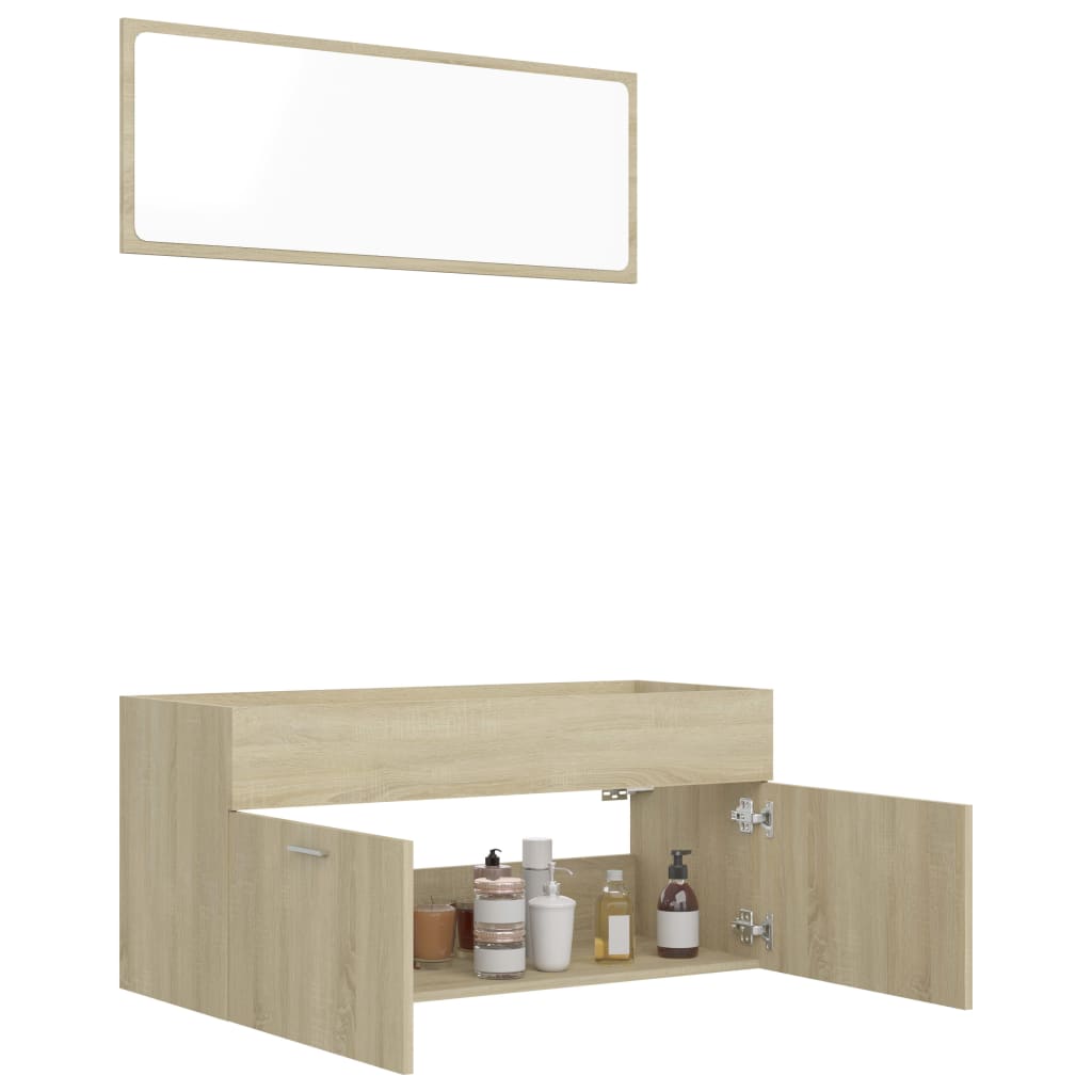 vidaXL 2 Piece Bathroom Furniture Set Sonoma Oak Engineered Wood