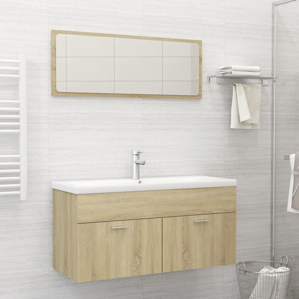 vidaXL 2 Piece Bathroom Furniture Set Sonoma Oak Engineered Wood