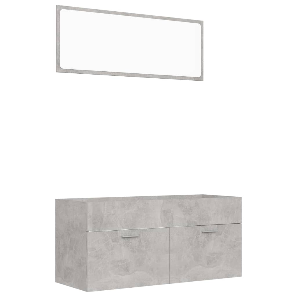 vidaXL 2 Piece Bathroom Furniture Set Concrete Grey Engineered Wood