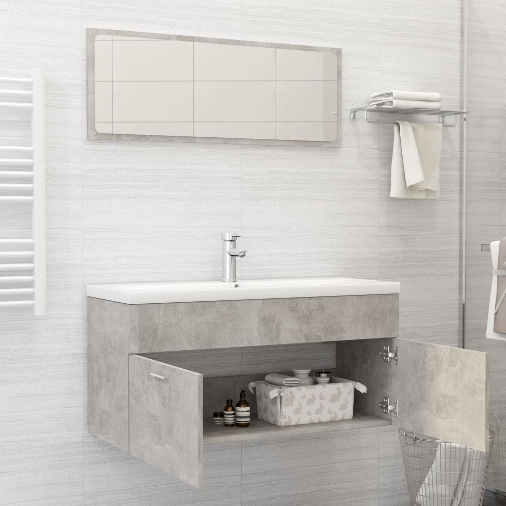 vidaXL 2 Piece Bathroom Furniture Set Concrete Grey Engineered Wood