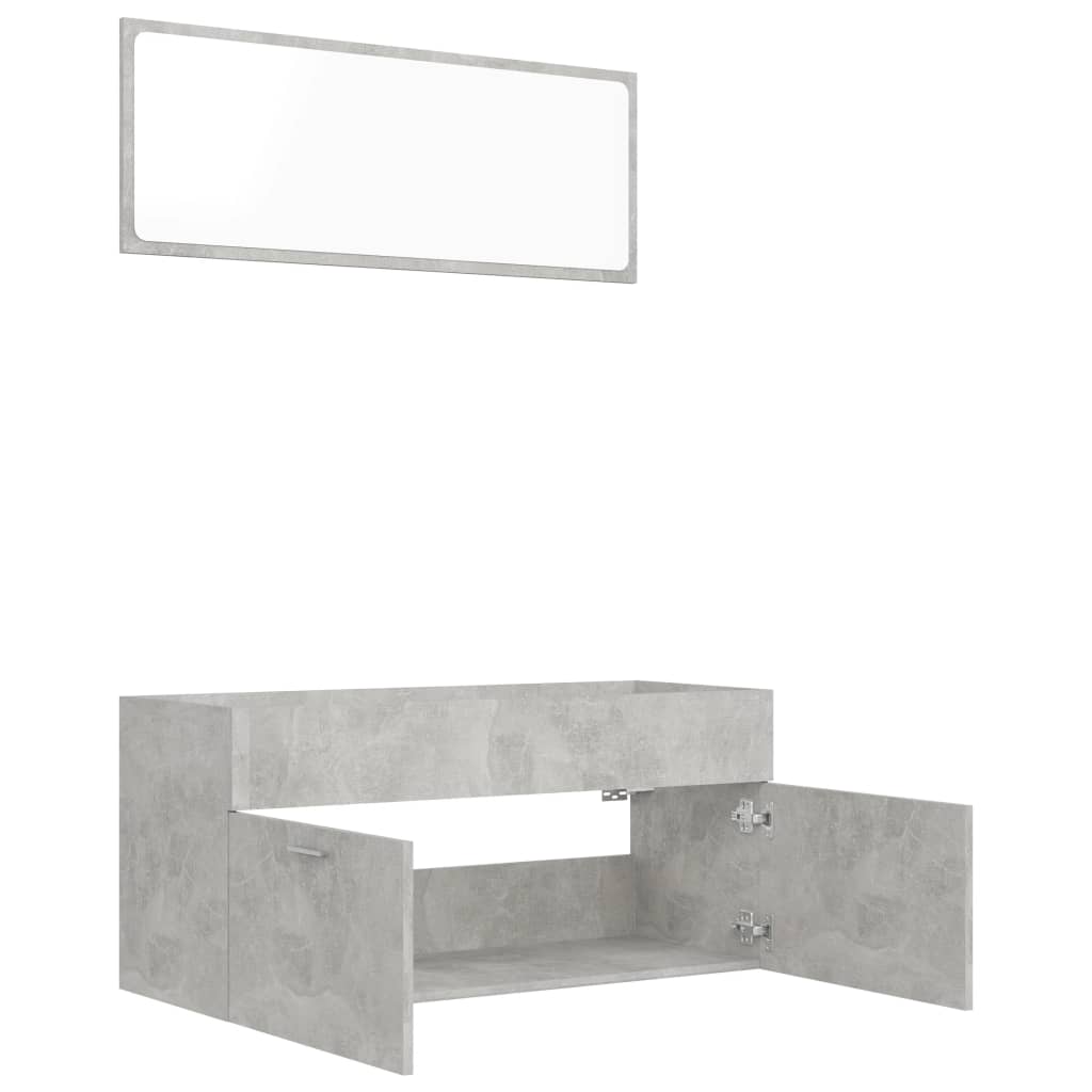 vidaXL 2 Piece Bathroom Furniture Set Concrete Grey Engineered Wood