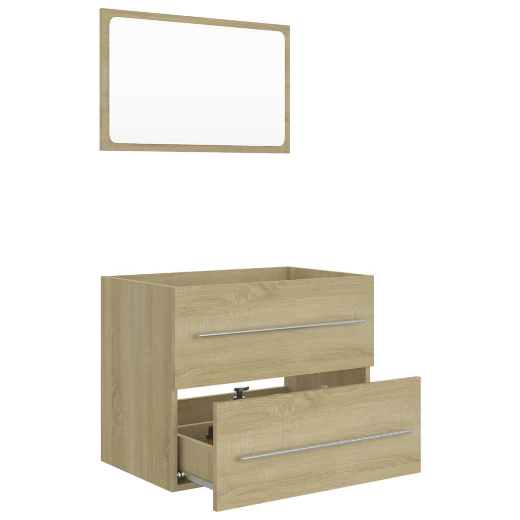 vidaXL 2 Piece Bathroom Furniture Set Sonoma Oak Engineered Wood