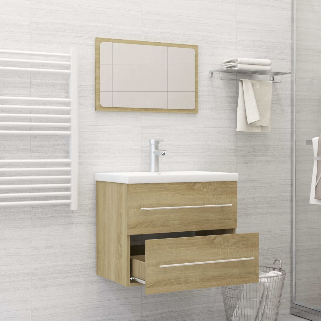 vidaXL 2 Piece Bathroom Furniture Set Sonoma Oak Engineered Wood