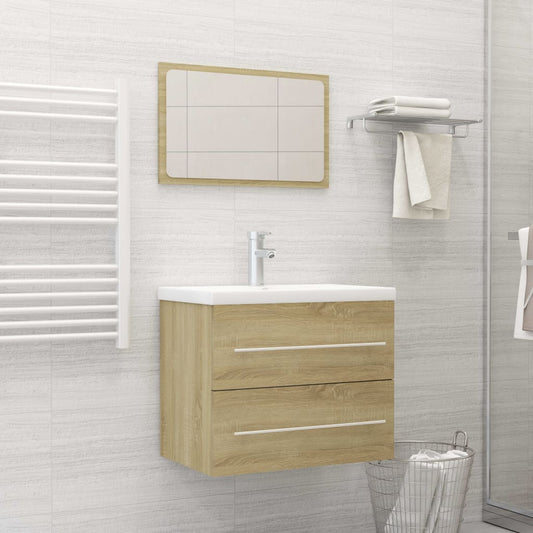 vidaXL 2 Piece Bathroom Furniture Set Sonoma Oak Engineered Wood