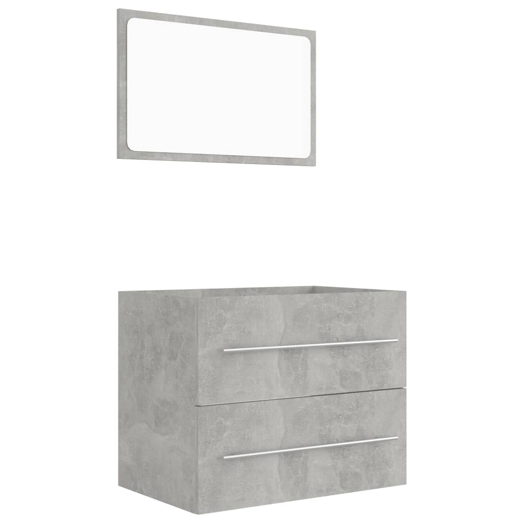 vidaXL 2 Piece Bathroom Furniture Set Concrete Grey Engineered Wood