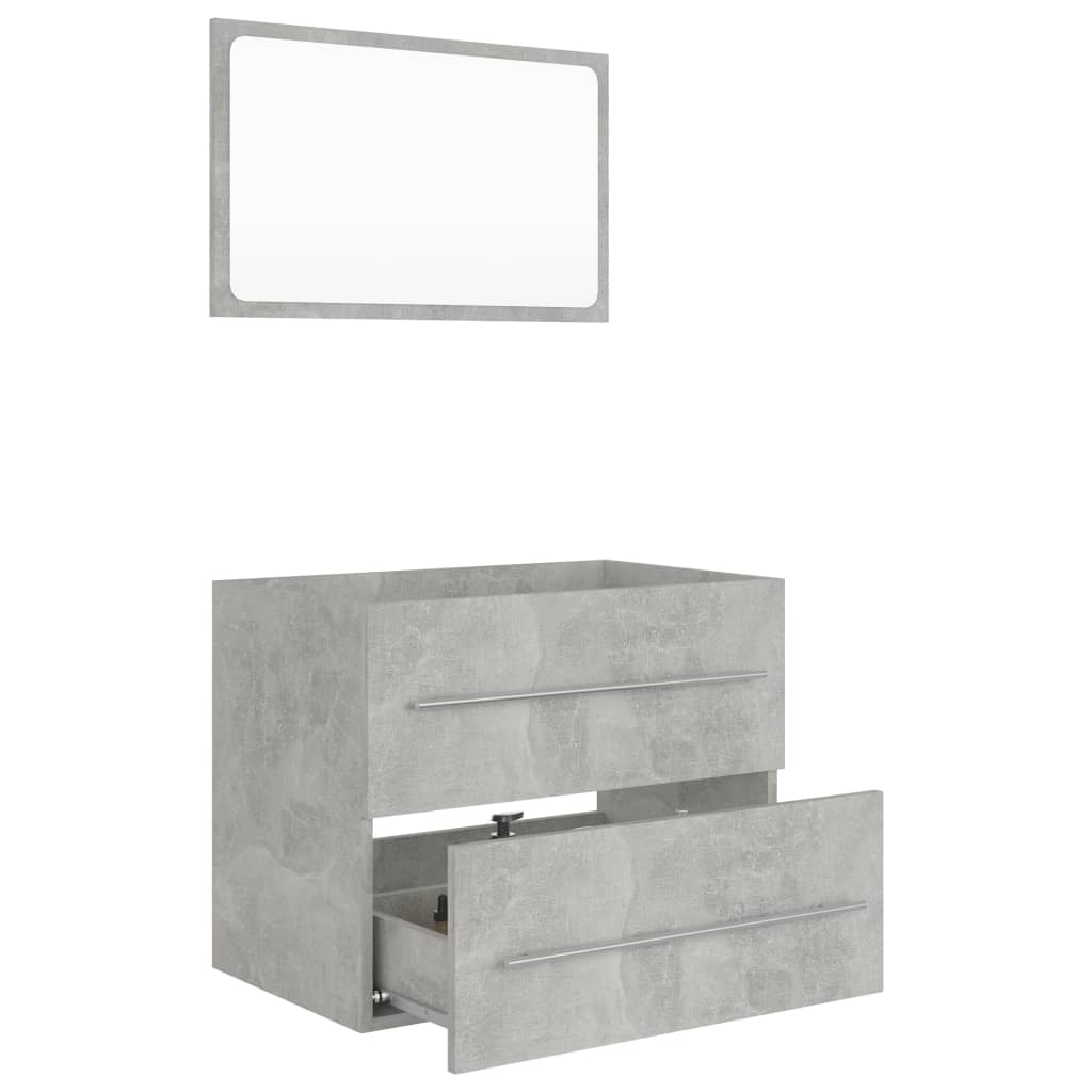 vidaXL 2 Piece Bathroom Furniture Set Concrete Grey Engineered Wood