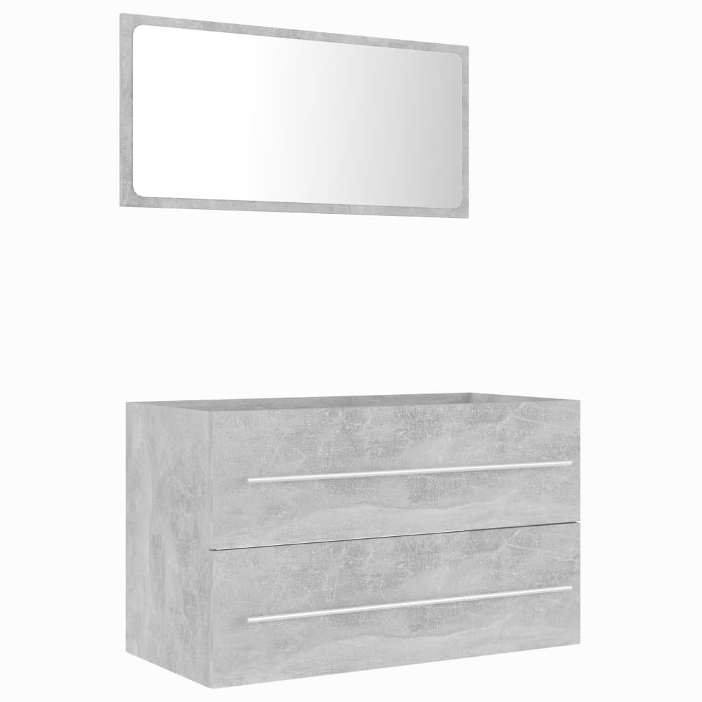 vidaXL 2 Piece Bathroom Furniture Set Concrete Grey Engineered Wood