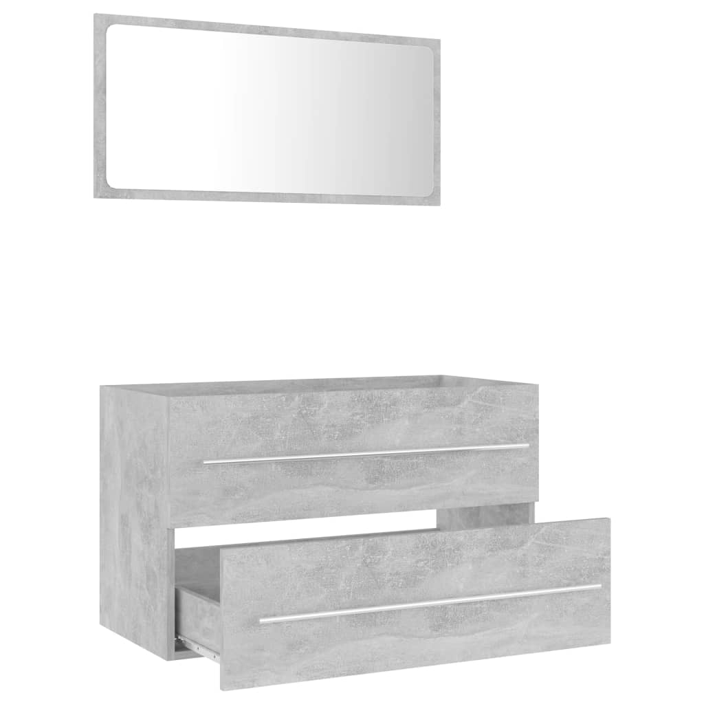 vidaXL 2 Piece Bathroom Furniture Set Concrete Grey Engineered Wood