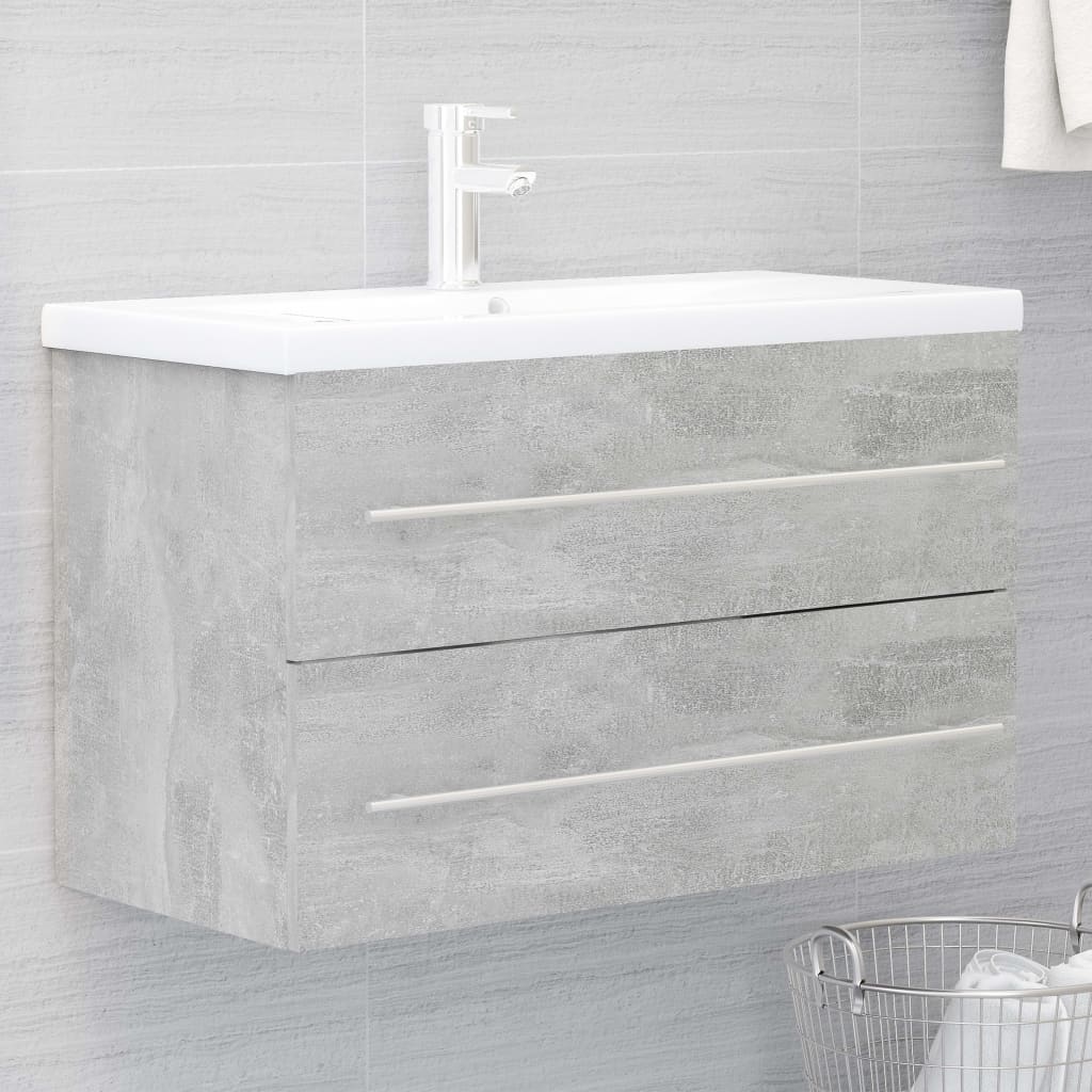 vidaXL 2 Piece Bathroom Furniture Set Concrete Grey Engineered Wood