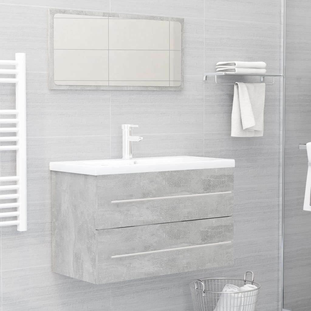 vidaXL 2 Piece Bathroom Furniture Set Concrete Grey Engineered Wood