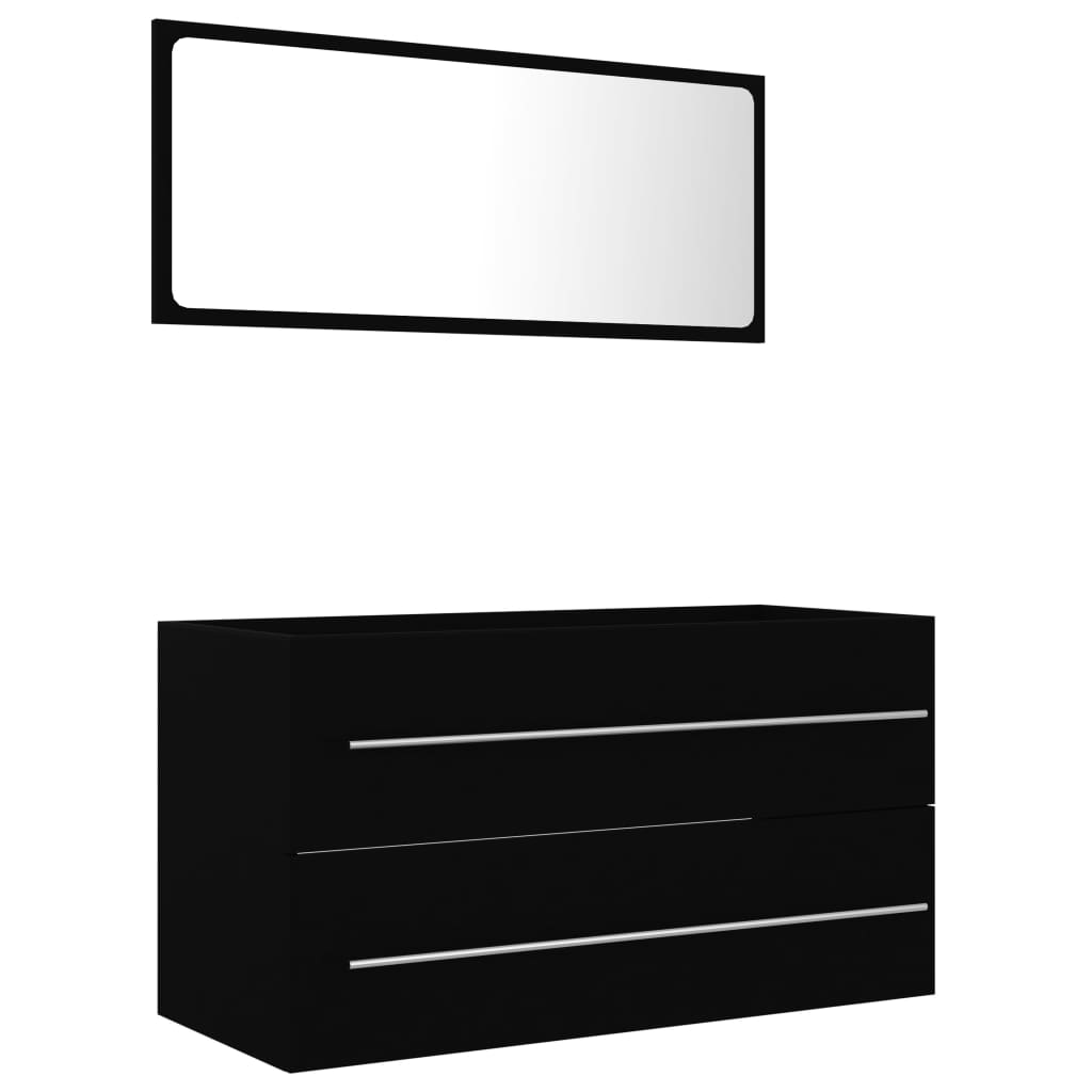 vidaXL 2 Piece Bathroom Furniture Set Black Engineered Wood