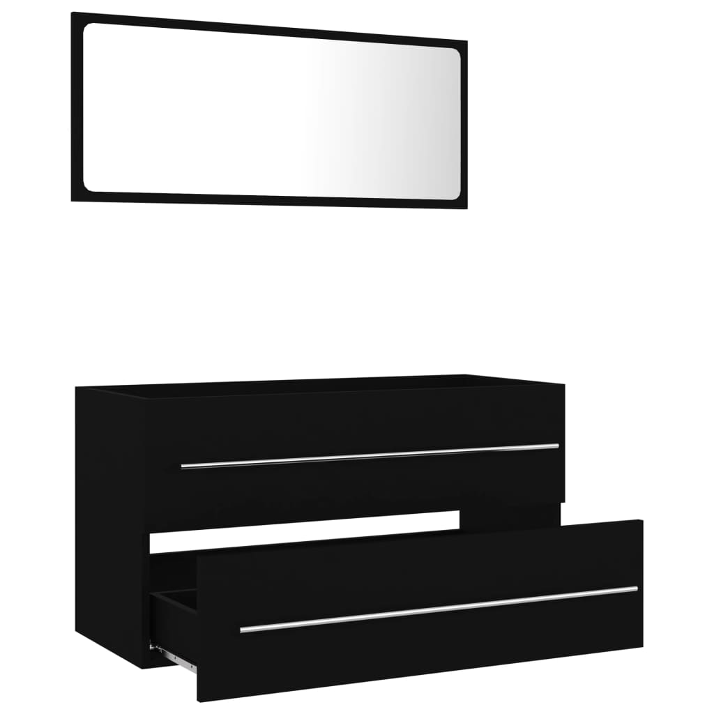 vidaXL 2 Piece Bathroom Furniture Set Black Engineered Wood