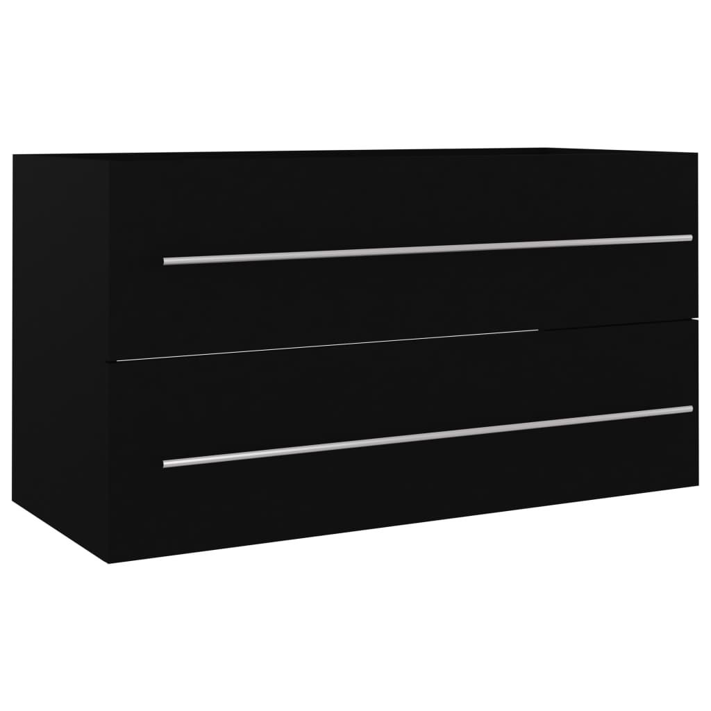 vidaXL 2 Piece Bathroom Furniture Set Black Engineered Wood