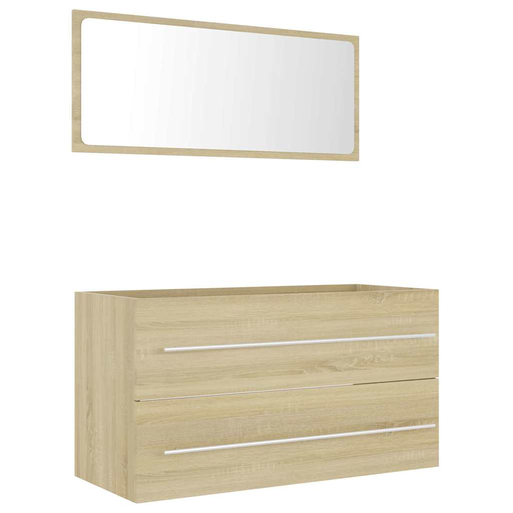 804848 vidaXL 2 Piece Bathroom Furniture Set Sonoma Oak Engineered Wood