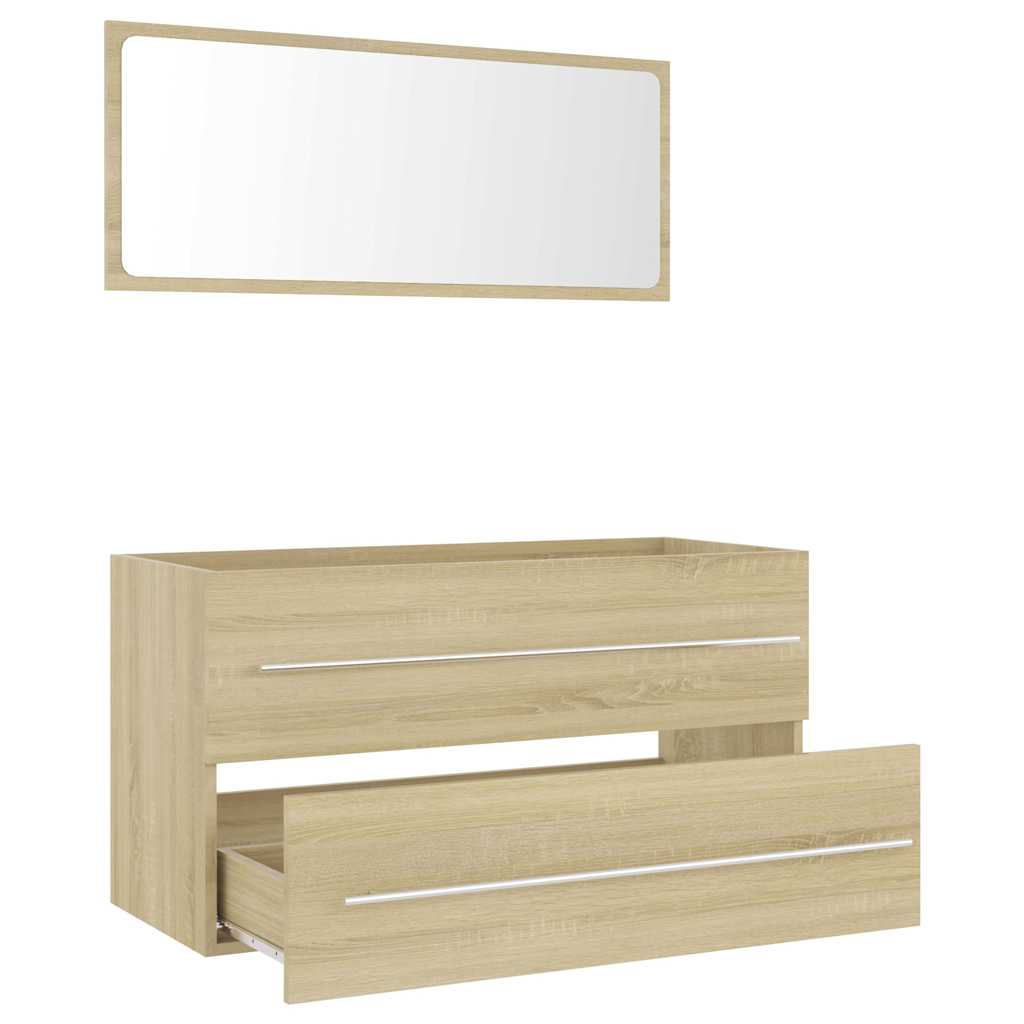 804848 vidaXL 2 Piece Bathroom Furniture Set Sonoma Oak Engineered Wood