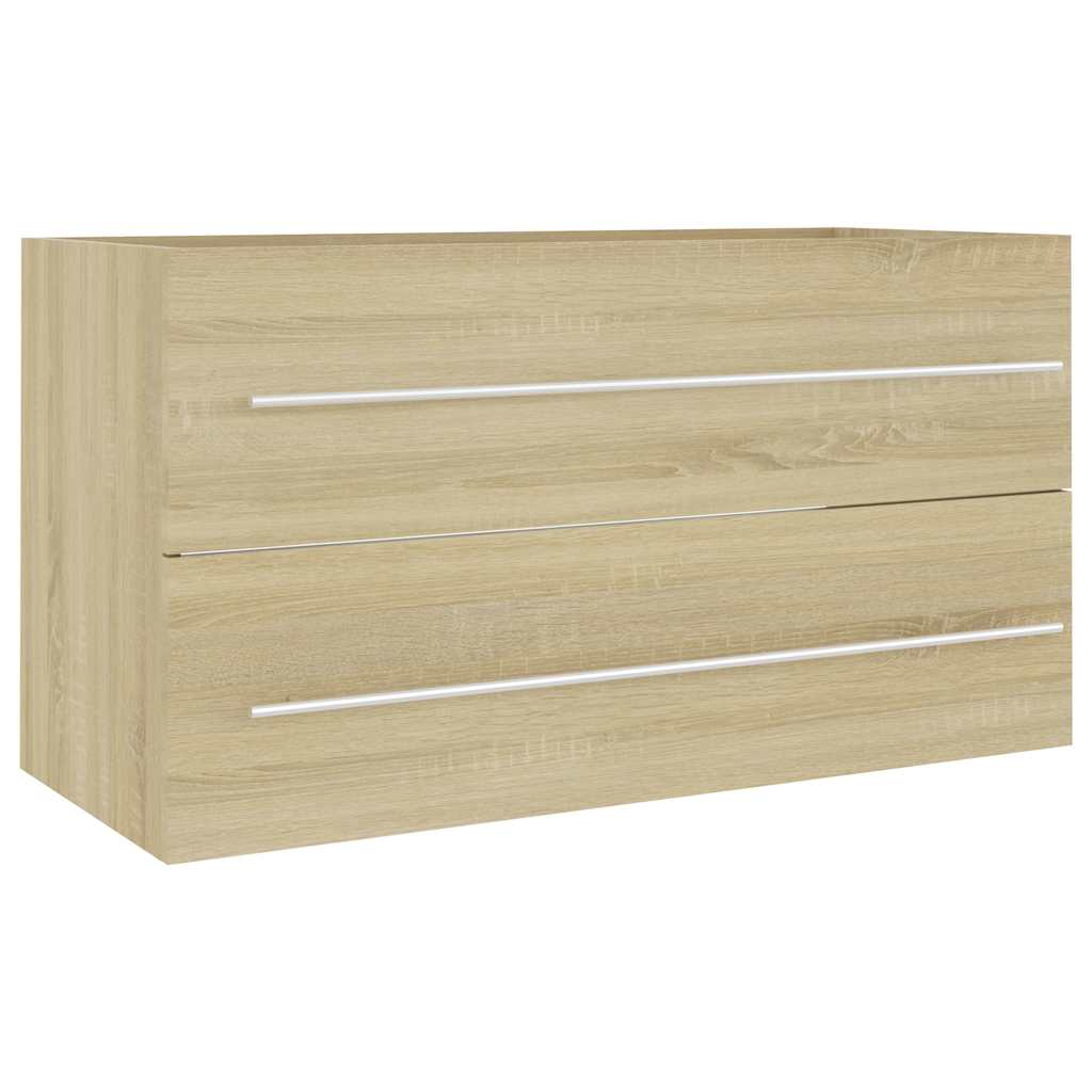 804848 vidaXL 2 Piece Bathroom Furniture Set Sonoma Oak Engineered Wood