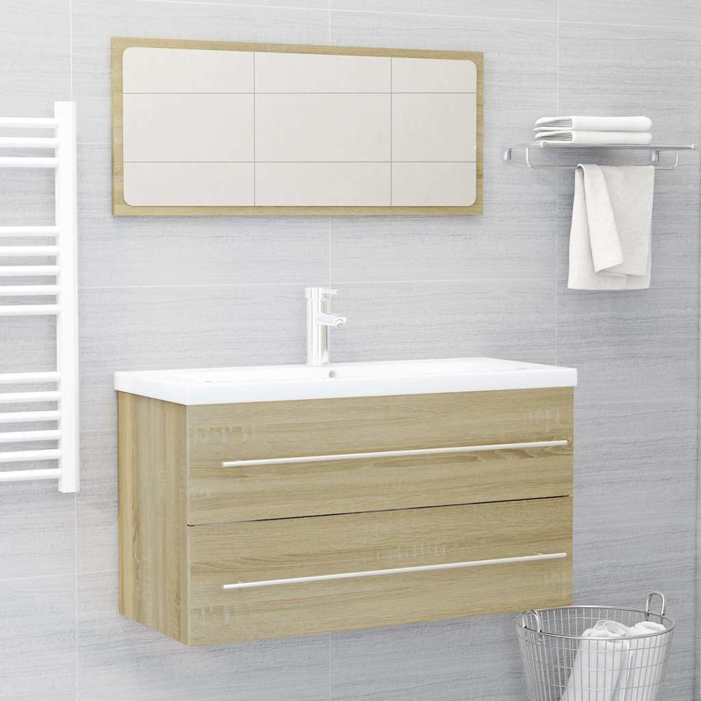 804848 vidaXL 2 Piece Bathroom Furniture Set Sonoma Oak Engineered Wood