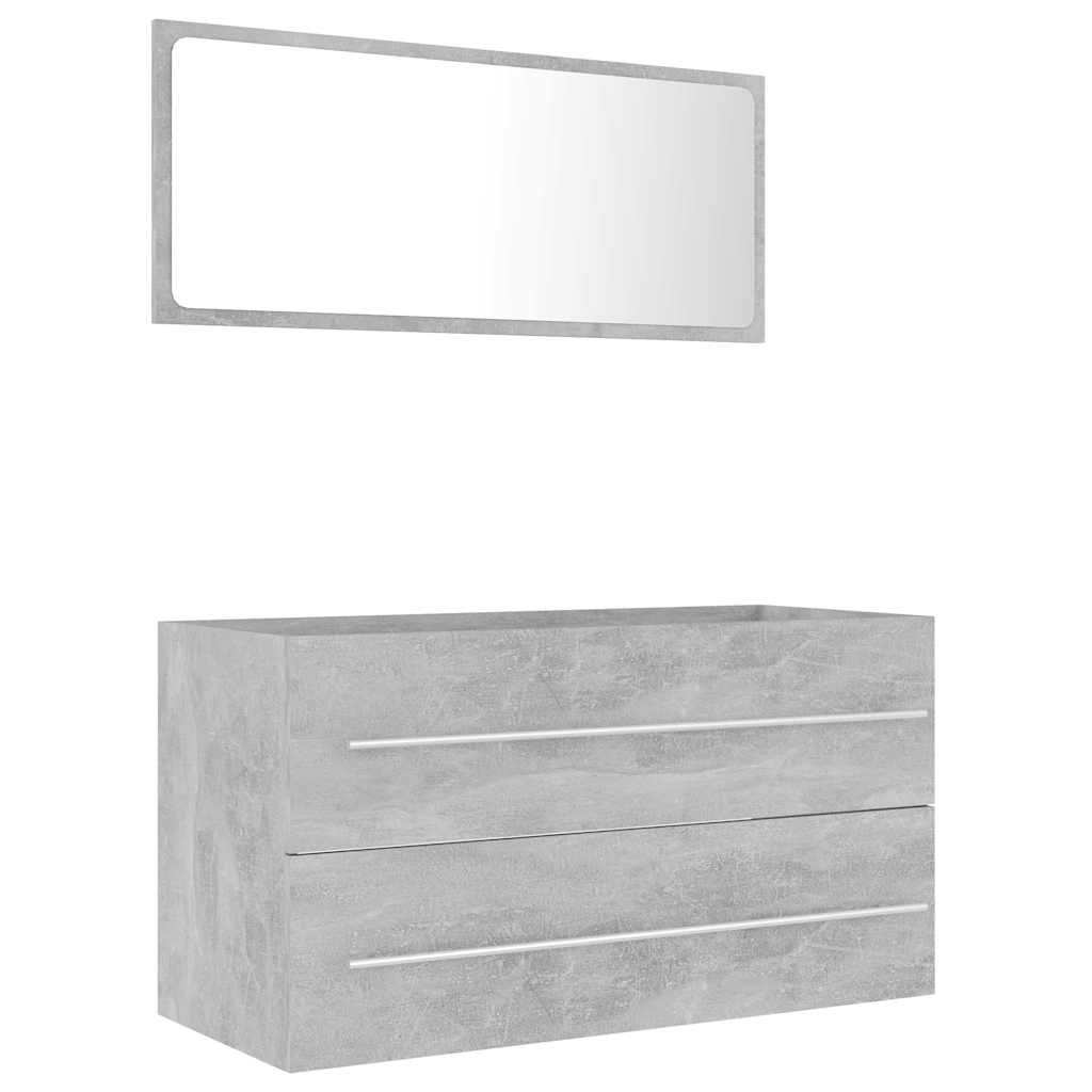804849 vidaXL 2 Piece Bathroom Furniture Set Concrete Grey Engineered Wood