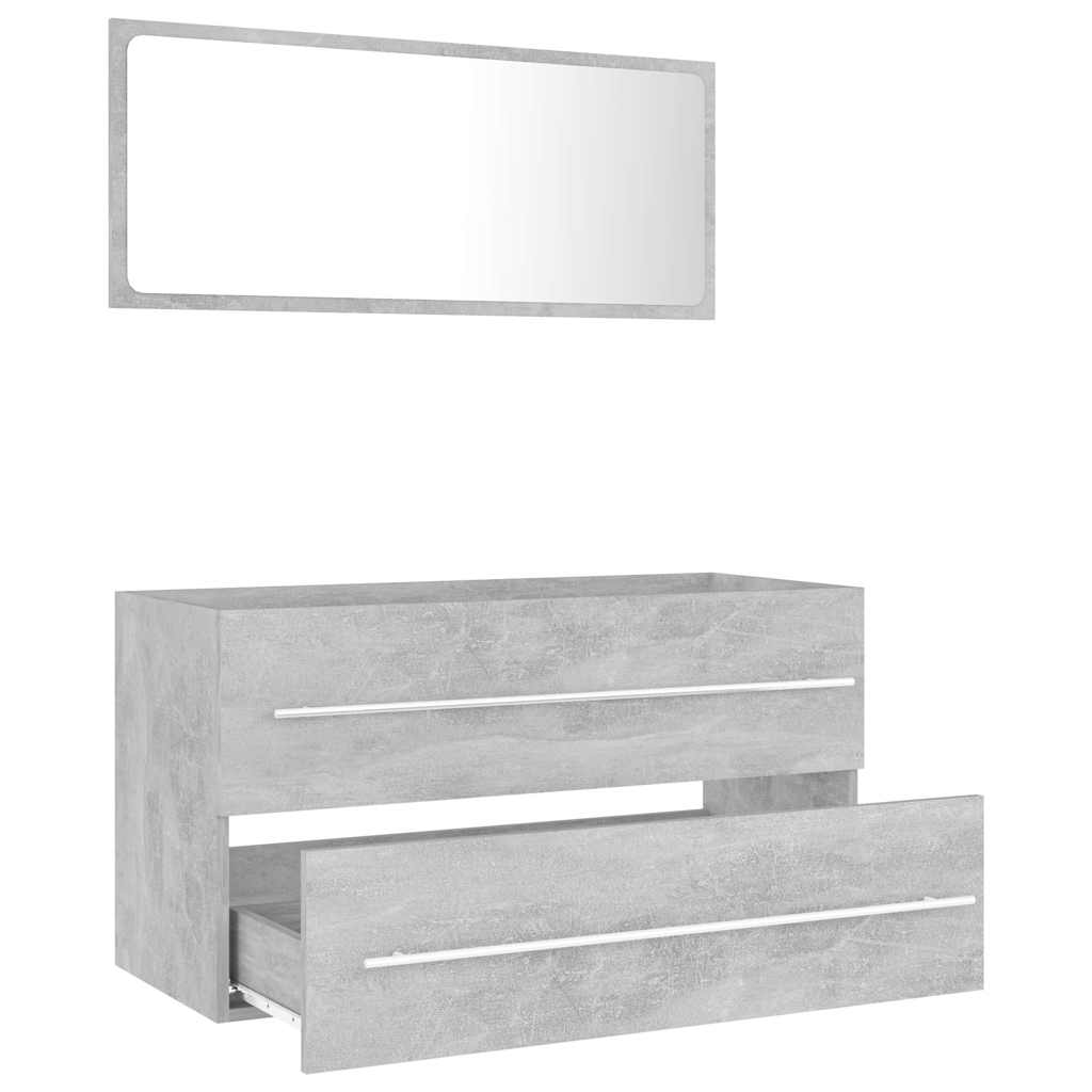 804849 vidaXL 2 Piece Bathroom Furniture Set Concrete Grey Engineered Wood