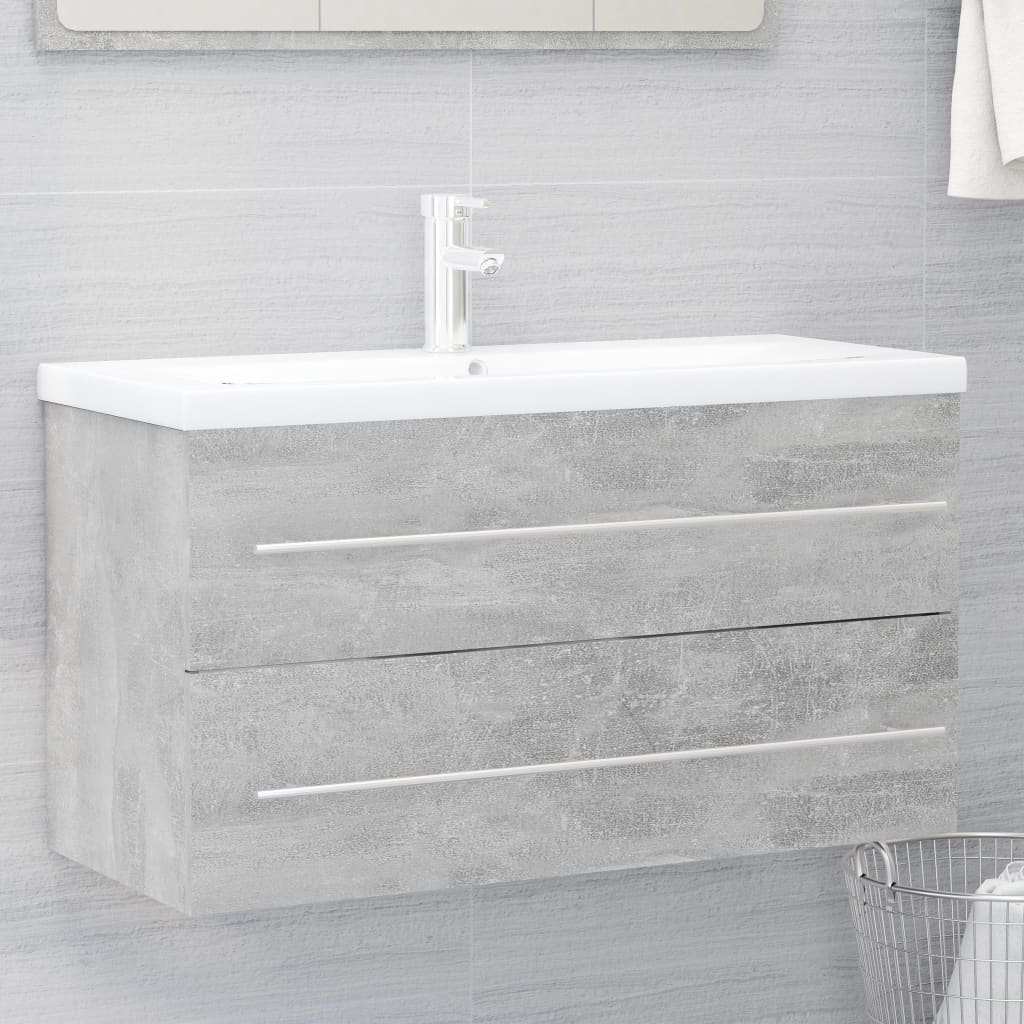 vidaXL 2 Piece Bathroom Furniture Set Concrete Grey Engineered Wood