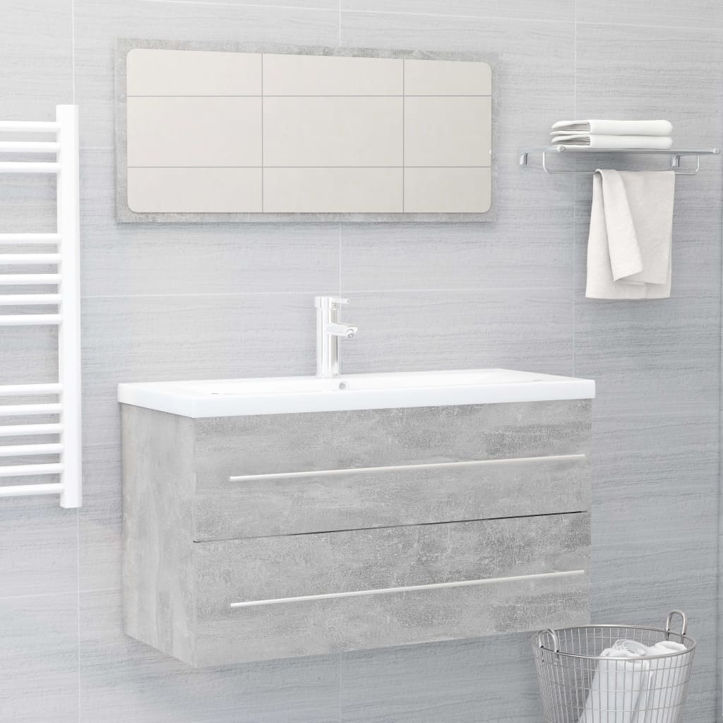 vidaXL 2 Piece Bathroom Furniture Set Concrete Grey Engineered Wood