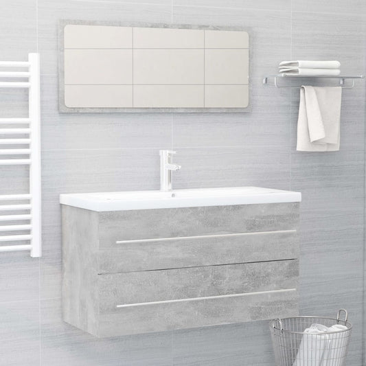 vidaXL 2 Piece Bathroom Furniture Set Concrete Grey Engineered Wood