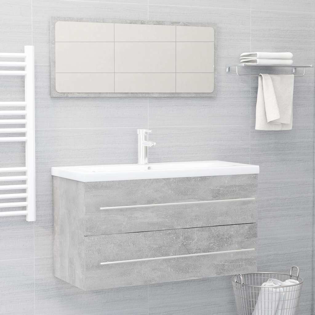 804849 vidaXL 2 Piece Bathroom Furniture Set Concrete Grey Engineered Wood