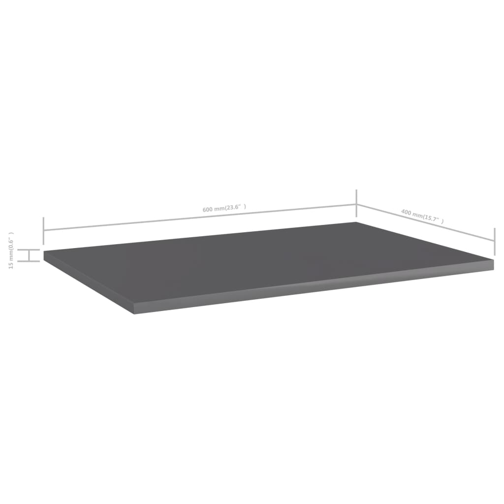 Bookshelf Boards 8 pcs High Gloss Grey 60x40x1.5 cm Engineered Wood