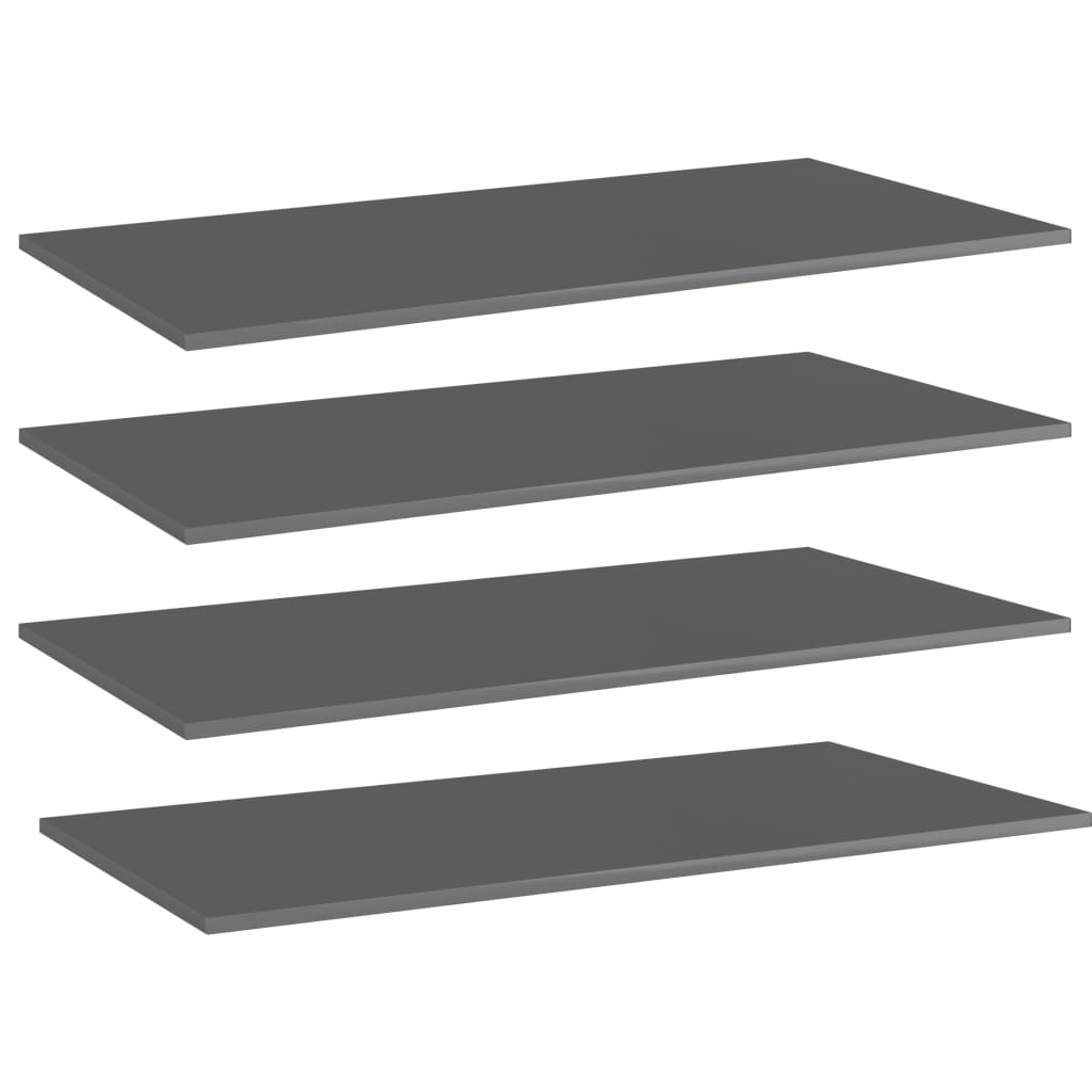 805312 vidaXL Bookshelf Boards 4 pcs High Gloss Grey 80x20x1,5 cm Engineered Wood