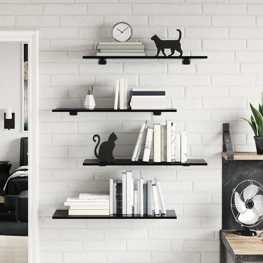 805327 vidaXL Bookshelf Boards 8 pcs High Gloss Black 80x30x1,5 cm Engineered Wood