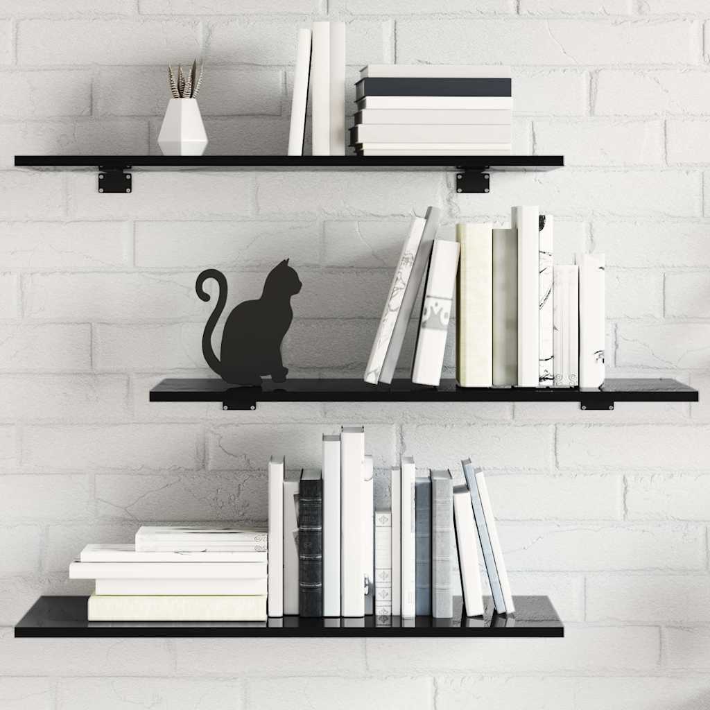 805327 vidaXL Bookshelf Boards 8 pcs High Gloss Black 80x30x1,5 cm Engineered Wood