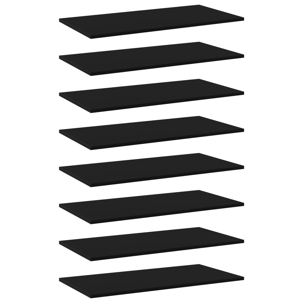 Bookshelf Boards 8 pcs Black 80x40x1.5 cm Engineered Wood