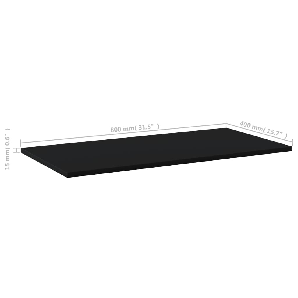 Bookshelf Boards 8 pcs Black 80x40x1.5 cm Engineered Wood