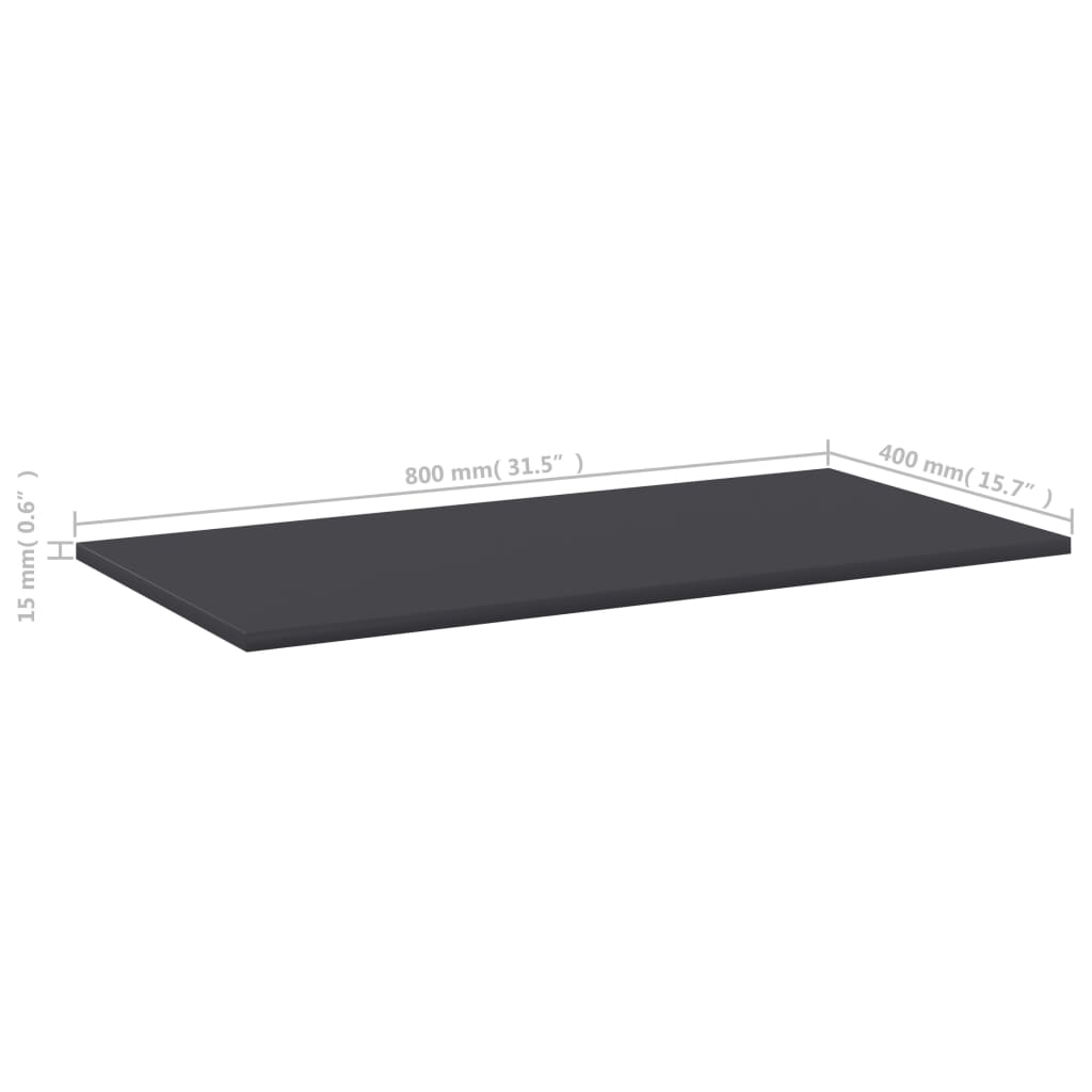Bookshelf Boards 8 pcs Grey 80x40x1.5 cm Engineered Wood