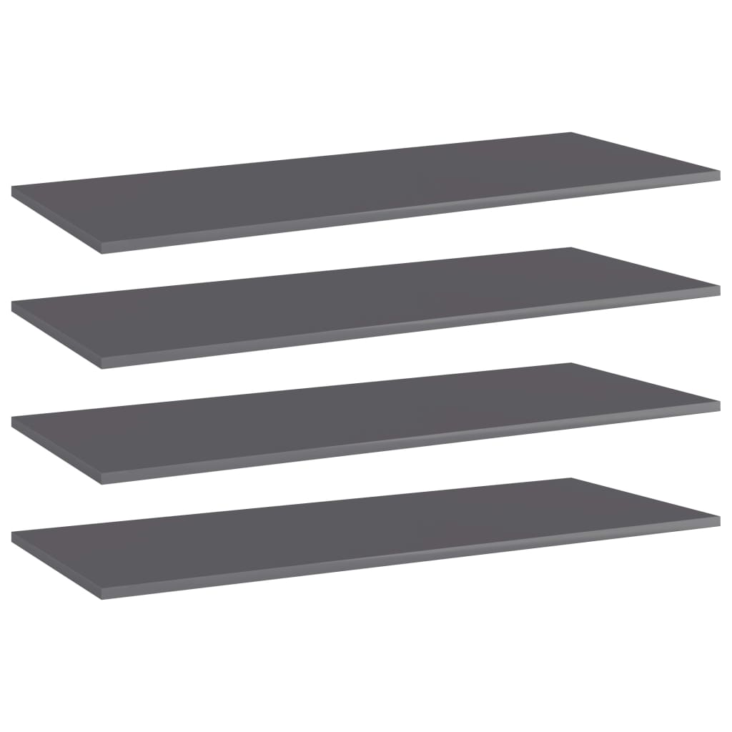 Bookshelf Boards 4 pcs High Gloss Grey 100x40x1.5 cm Engineered Wood