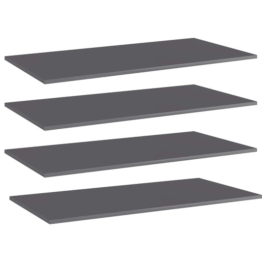 805425 vidaXL Bookshelf Boards 4 pcs High Gloss Grey 100x50x1,5 cm Engineered Wood