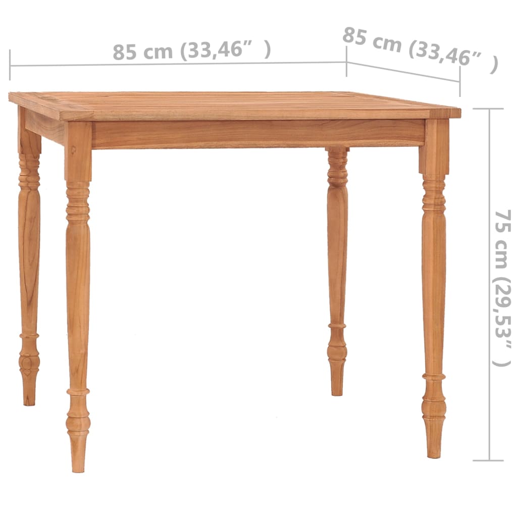 vidaXL Batavia Table 85x85x75 cm Solid Teak Wood